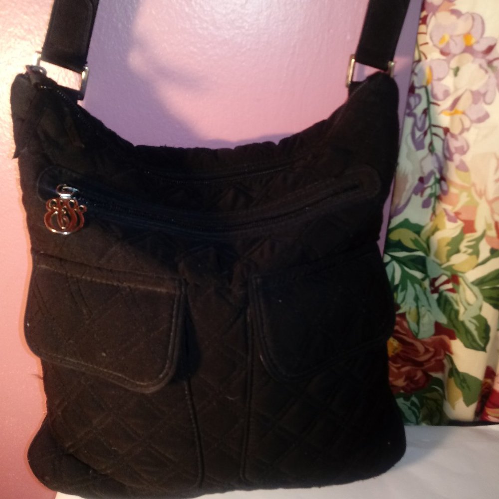 VERA BRADLEY GORGEOUS BLACK QUILTED VERA BRADLEY CROSSBODY HANDBAG